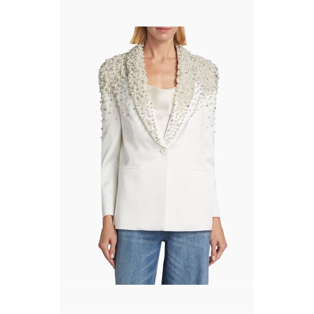 Alice + Olivia White Embellished Blazer - Picture 3 of 15